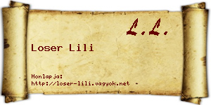 Loser Lili névjegykártya